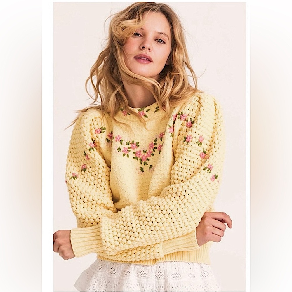LoveShackFancy Kenzley puff sleeve sweater
